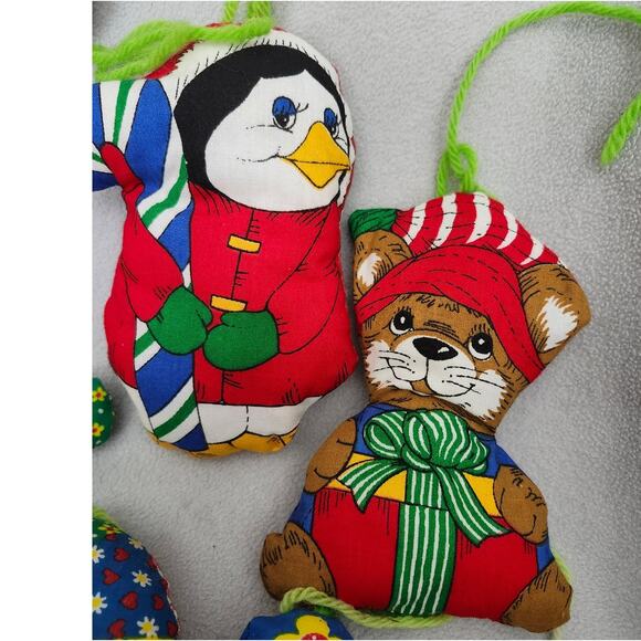 Lot 8 Vintage Plush Fabric Christmas Ornaments Primitive Drummer Noel Stuffy - Picture 5 of 8